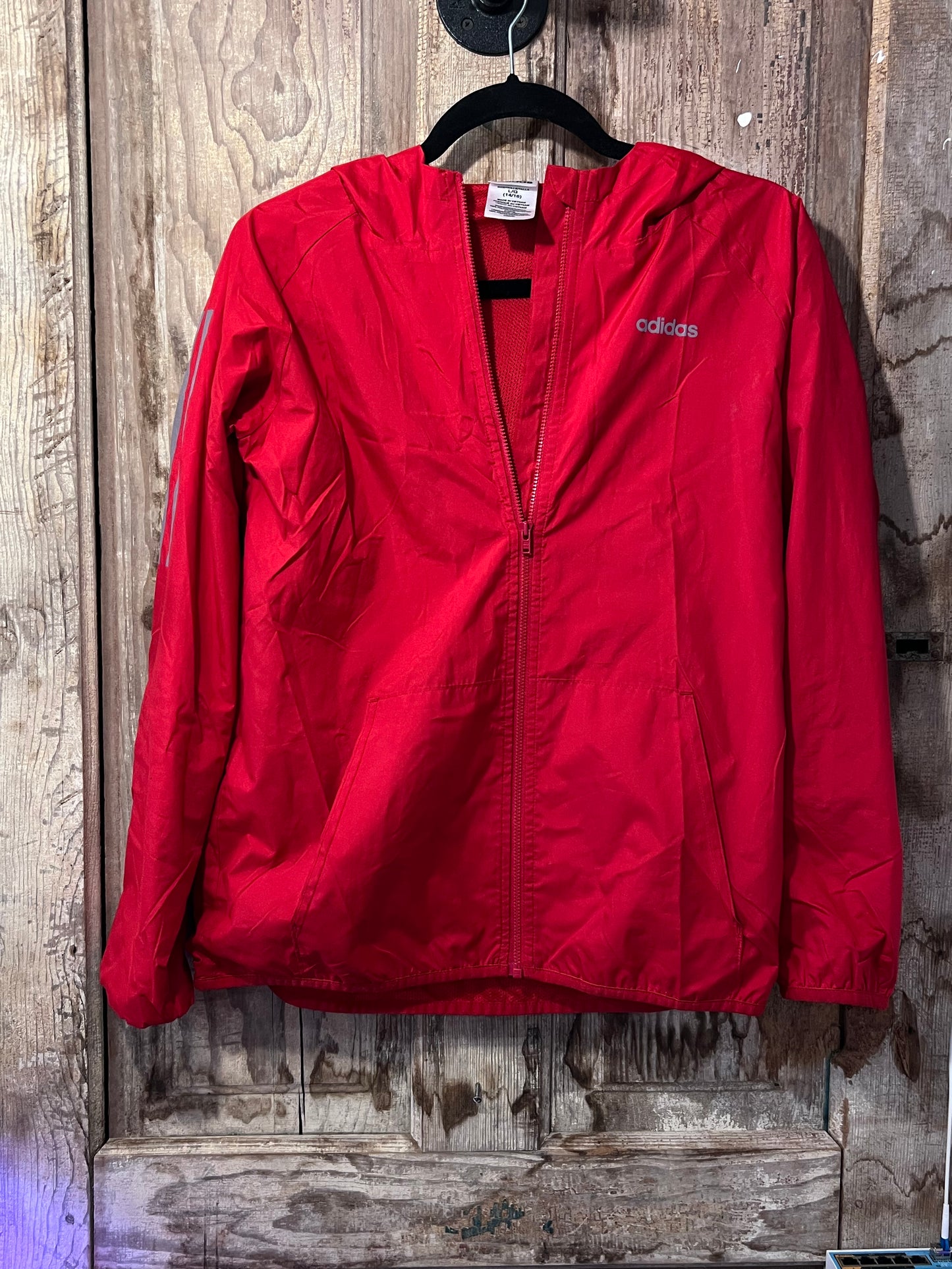 [URL] Red Adidas Youth Hooded Windbreaker