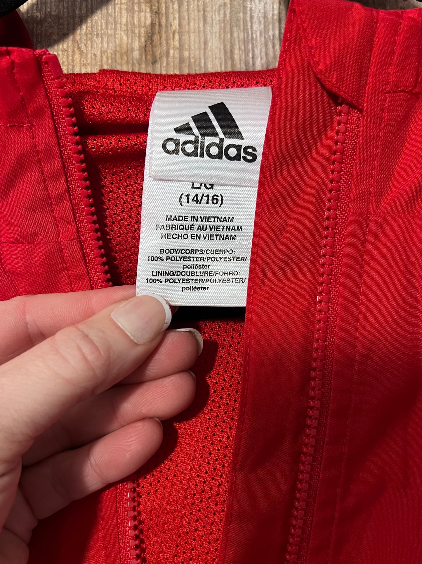 [URL] Red Adidas Youth Hooded Windbreaker