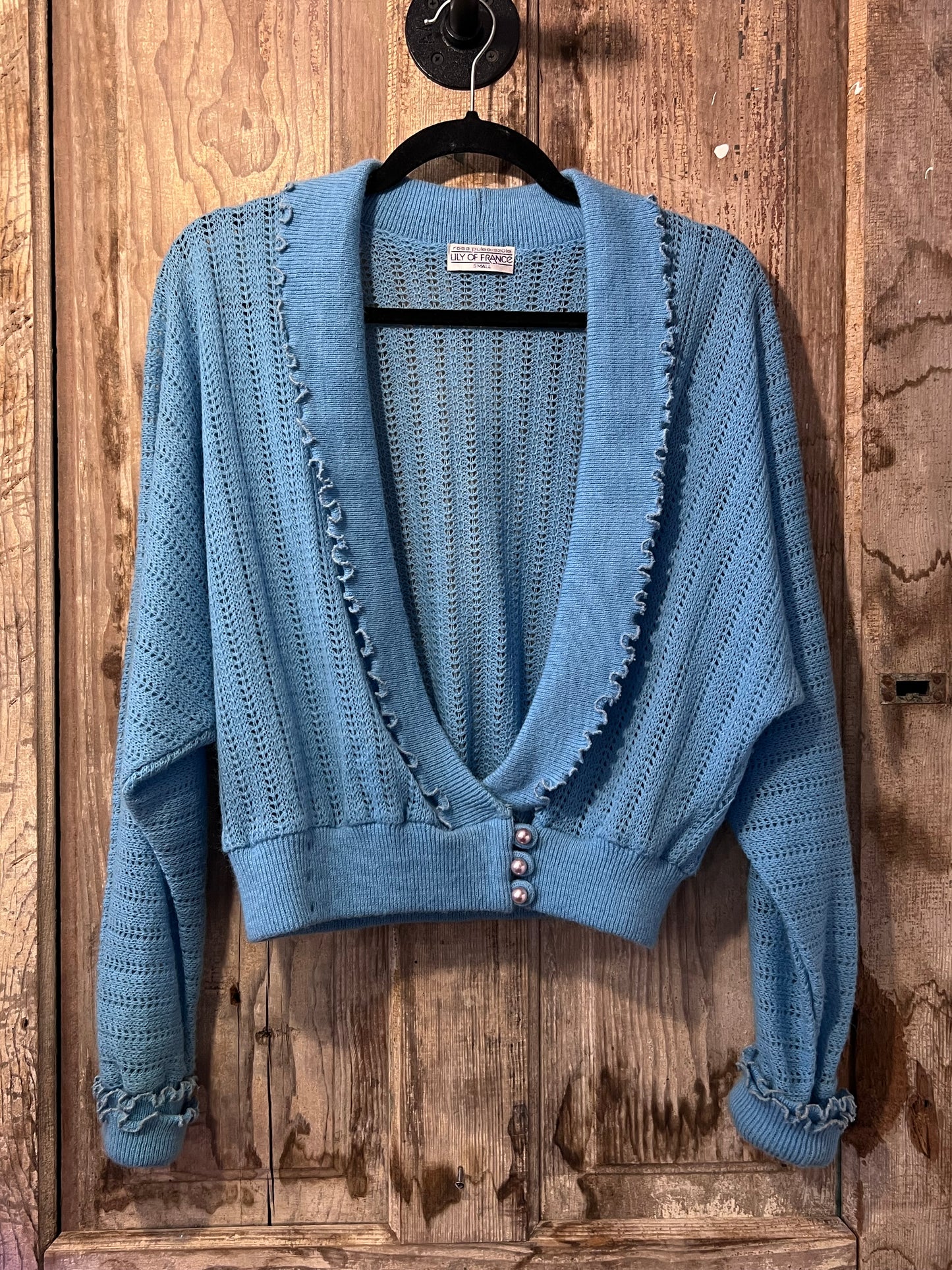 LILY OF FRANCE Baby Blue Knit Cardigan