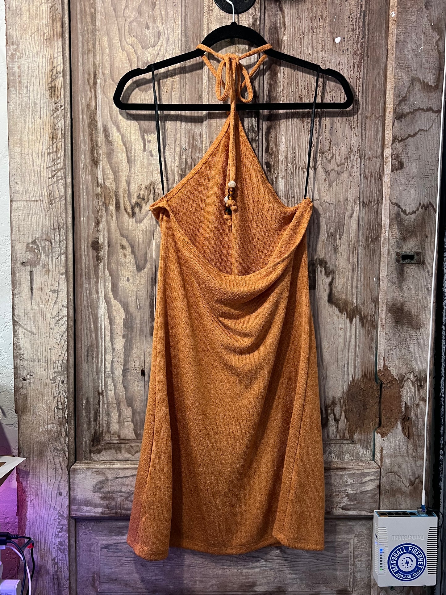 Orange Halter Top Divided Dress