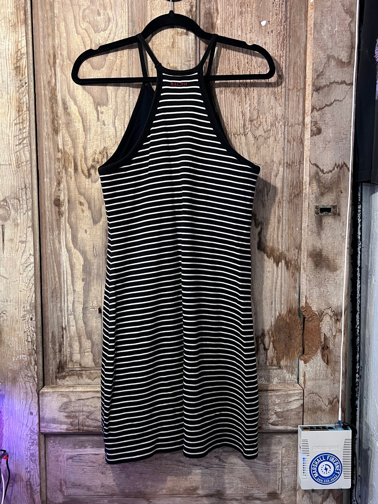 Ralph Lauren BLK + WHT Striped Halter Dress