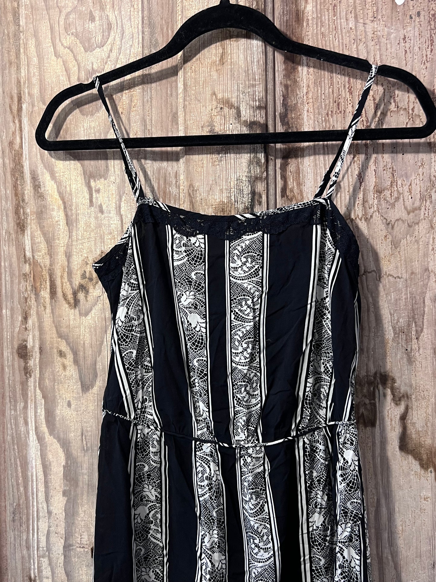 Frenchi BLK/WHT Paisley Striped Dress