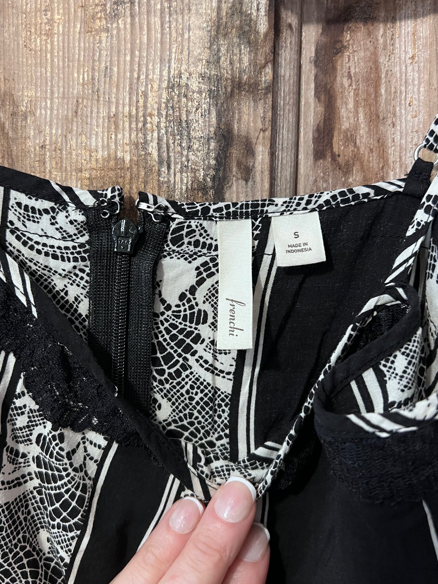 Frenchi BLK/WHT Paisley Striped Dress