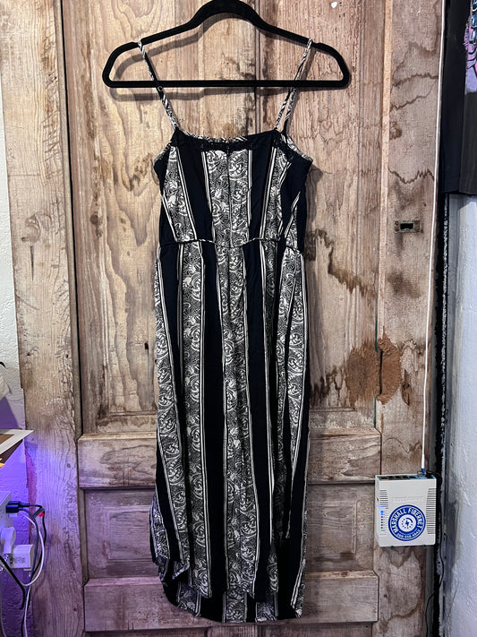 Frenchi BLK/WHT Paisley Striped Dress