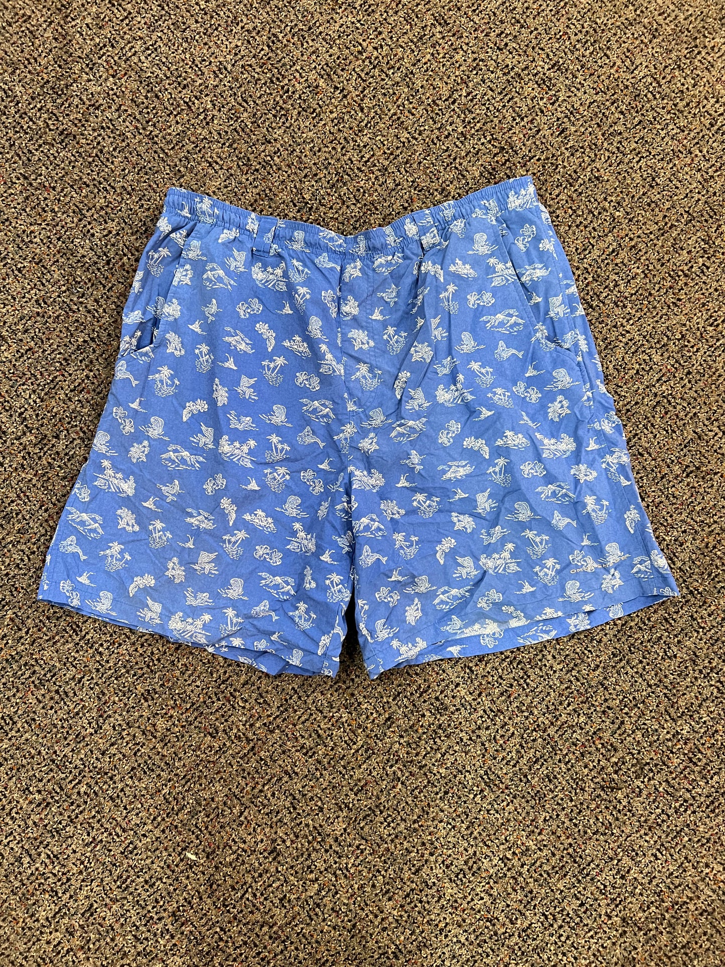 Columbia Blue Palm Tree Swim Trunks