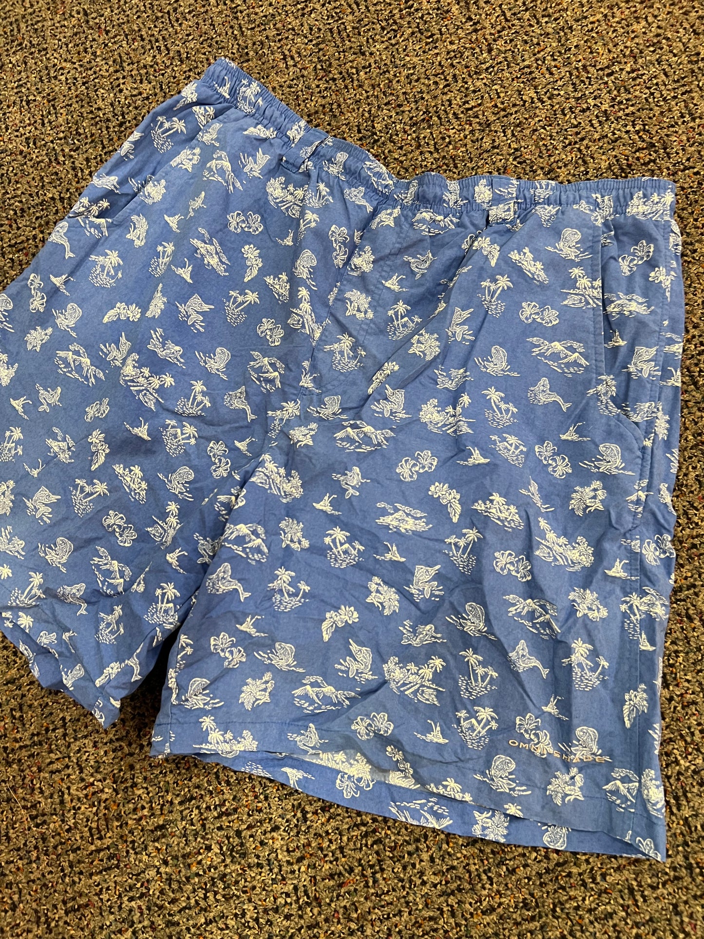 Columbia Blue Palm Tree Swim Trunks
