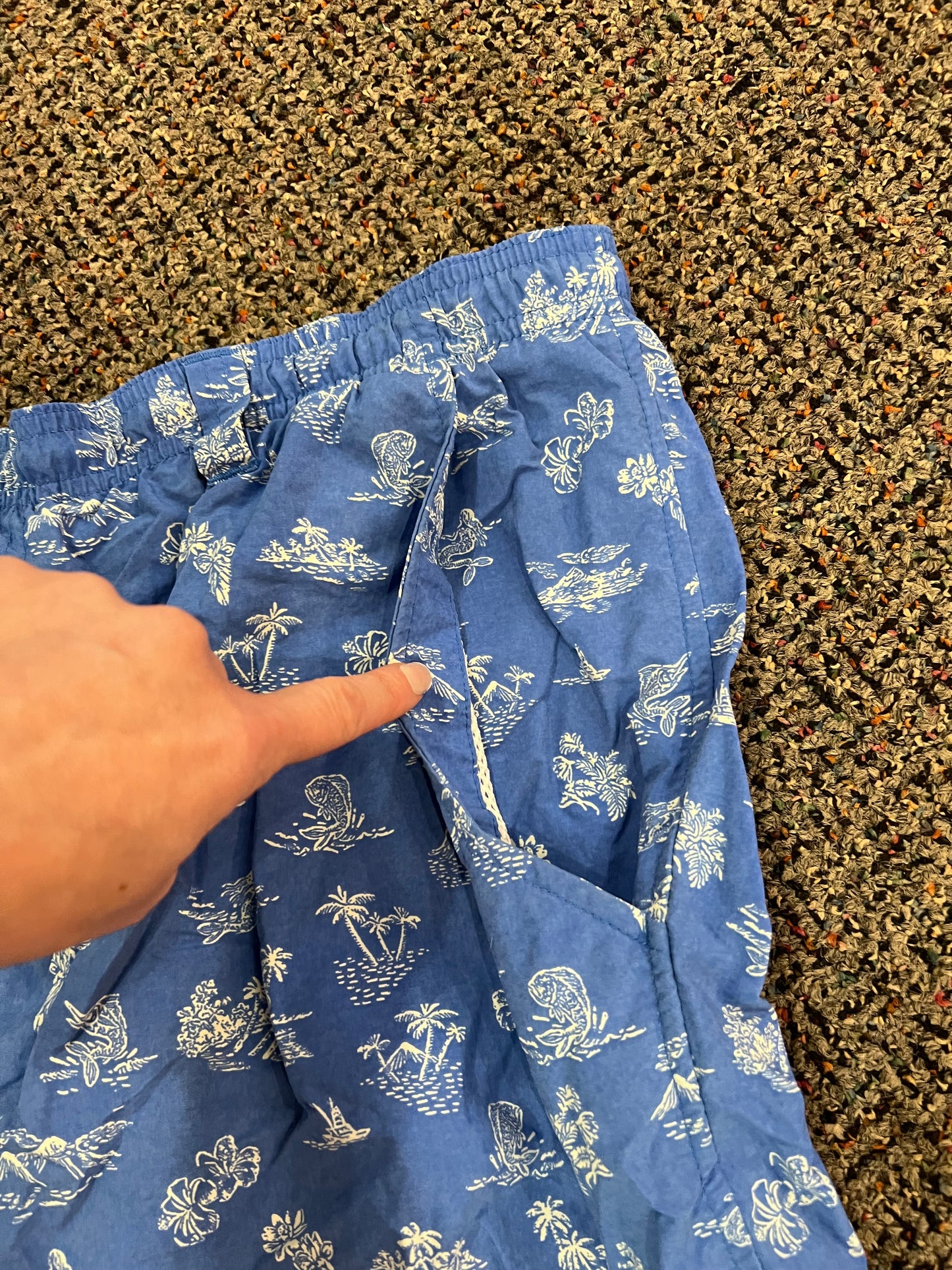Columbia Blue Palm Tree Swim Trunks