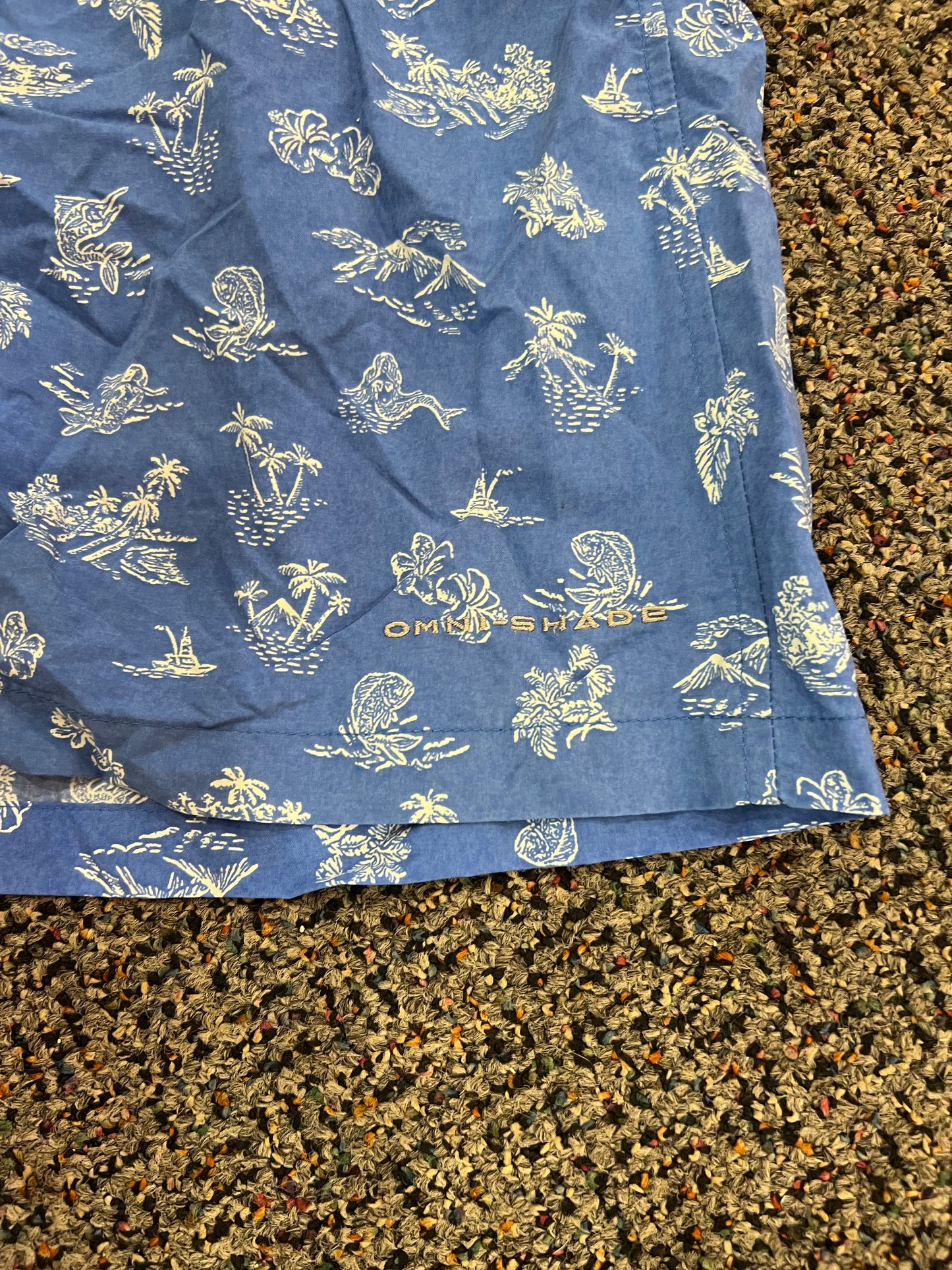 Columbia Blue Palm Tree Swim Trunks