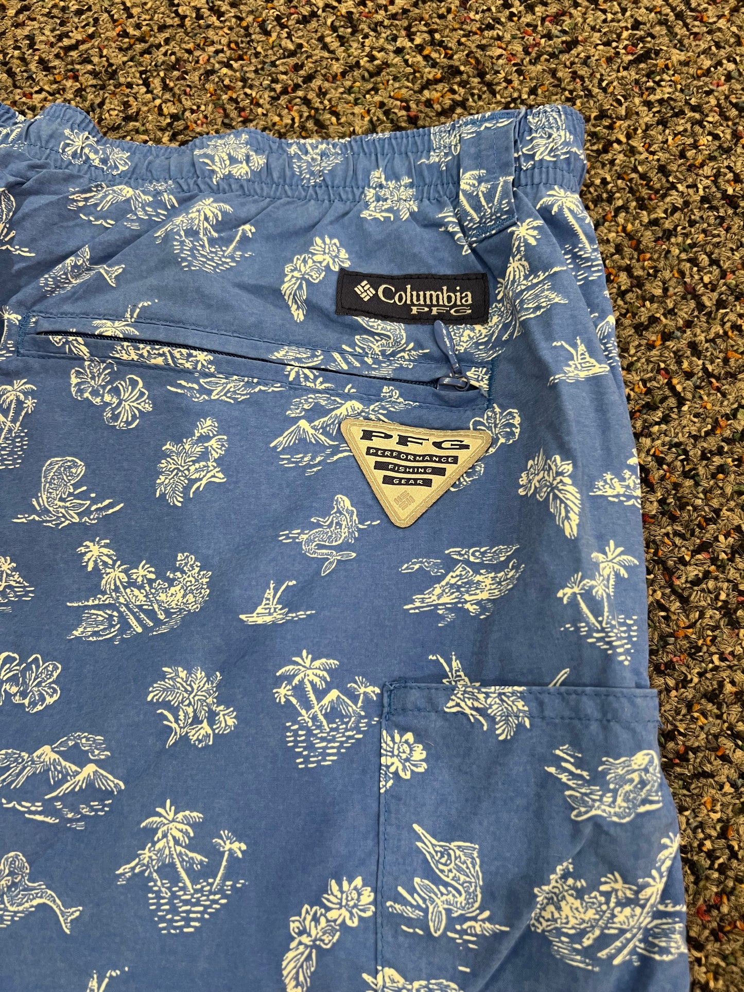 Columbia Blue Palm Tree Swim Trunks