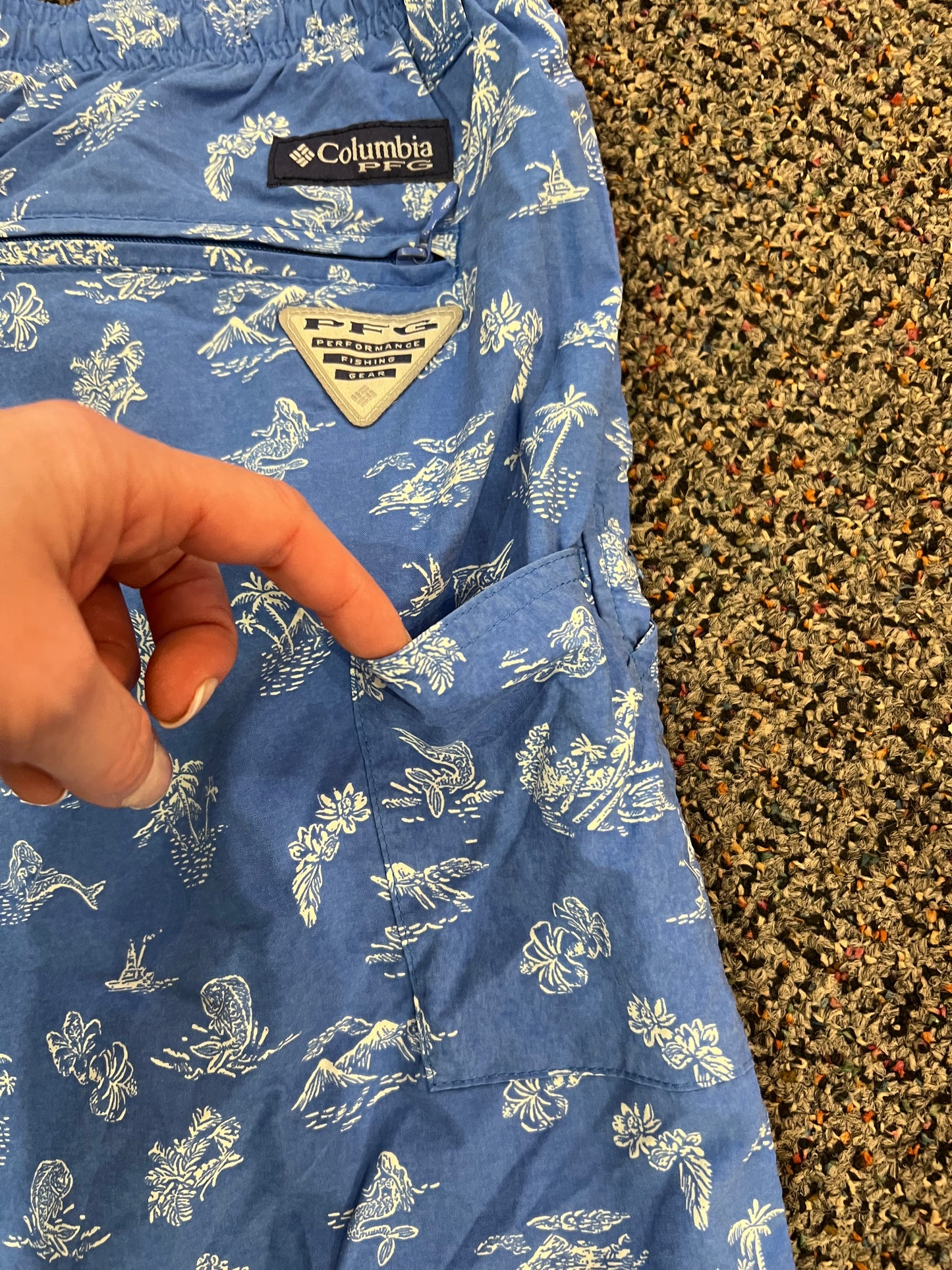 Columbia Blue Palm Tree Swim Trunks