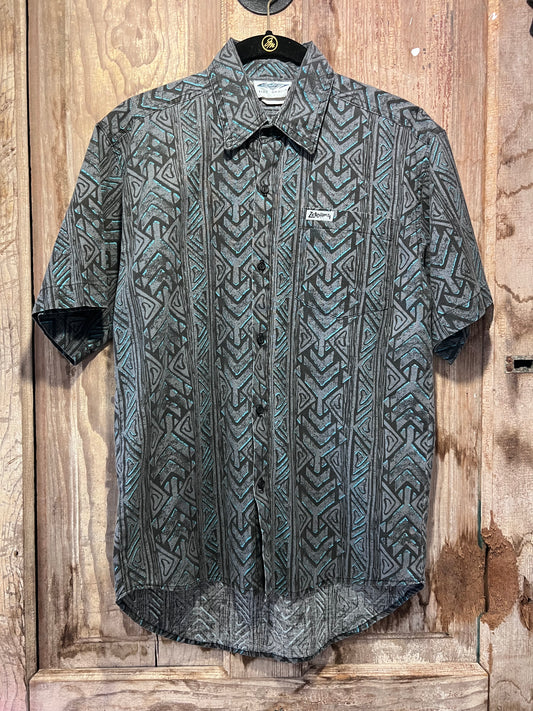 Y2K Zero Gravity GRY/BLUE Patterned Button Up Shirt