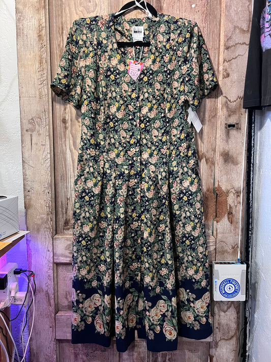 VTG Leslie Fay Floral Short Sleeve Dress