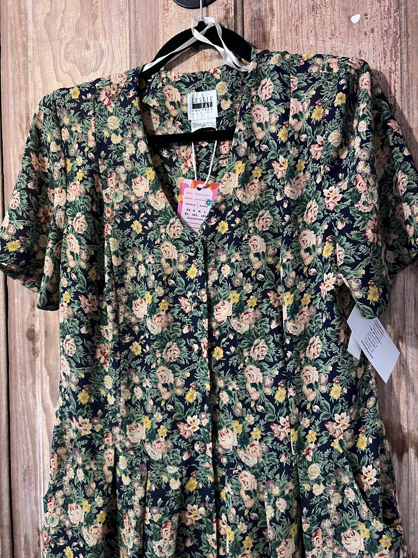 VTG Leslie Fay Floral Short Sleeve Dress