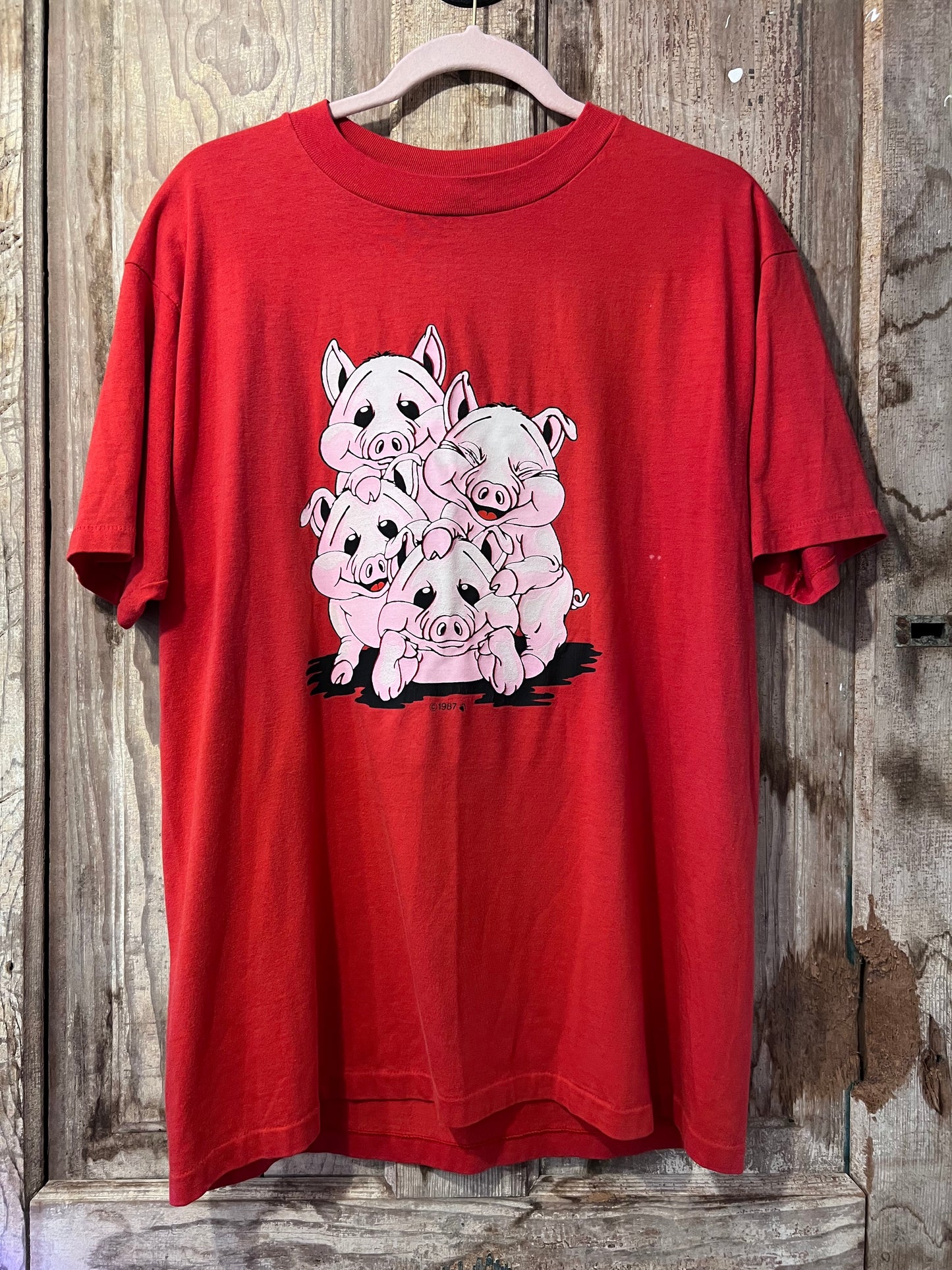 VTG 1987 Red Piggy Graphic T-shirt