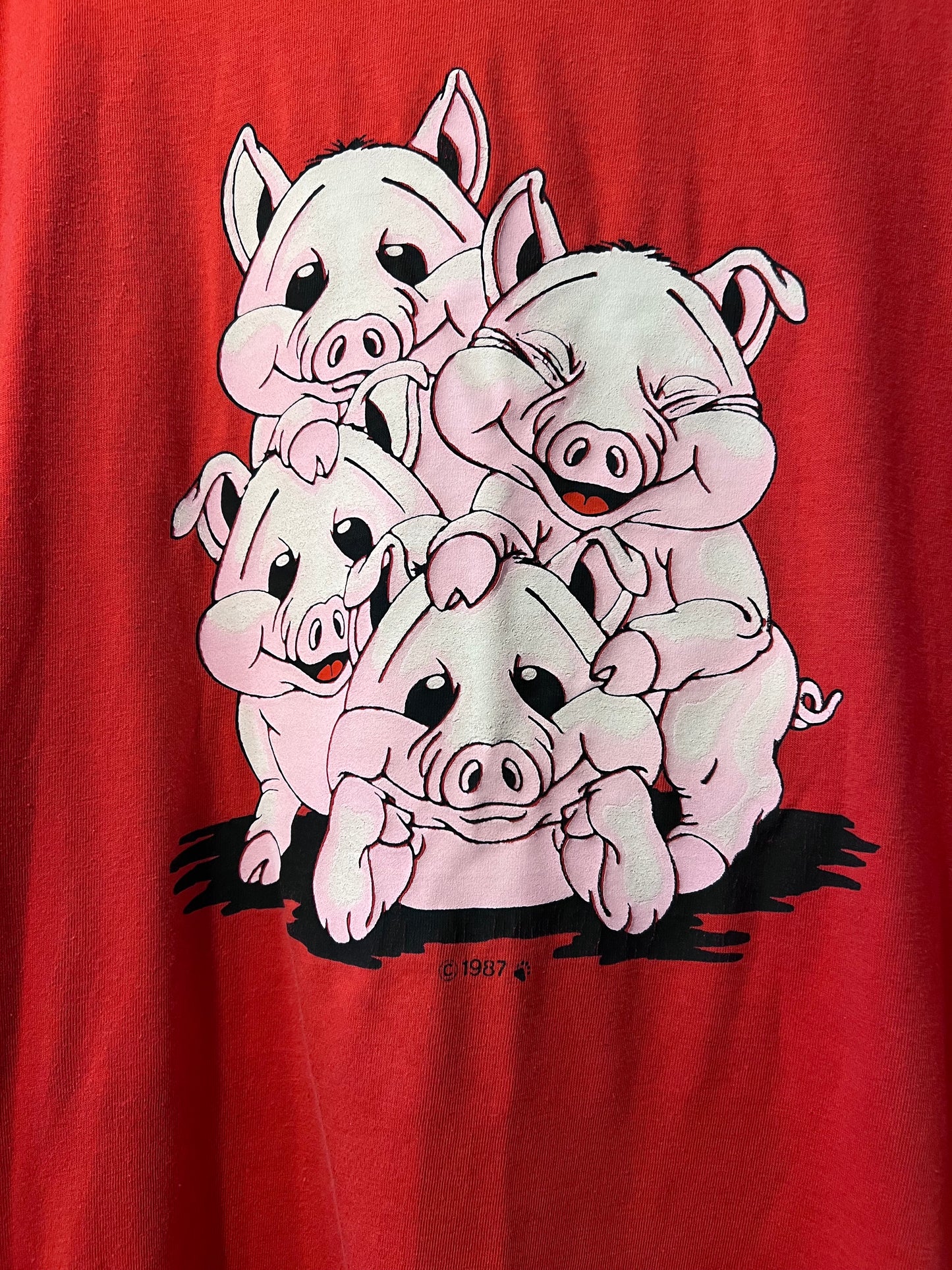VTG 1987 Red Piggy Graphic T-shirt