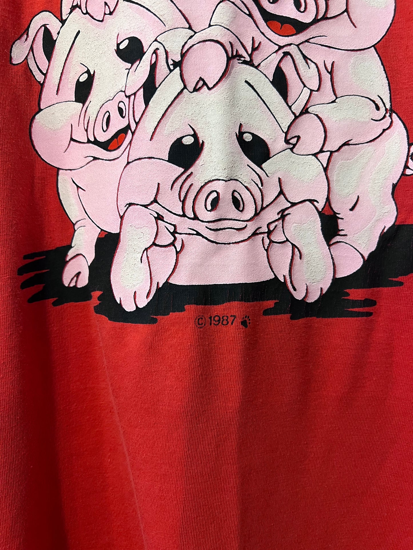 VTG 1987 Red Piggy Graphic T-shirt