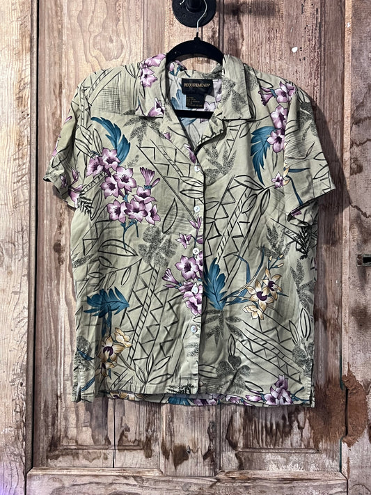 VTG Requirements Green Floral Hawaiian Button Up Shirt