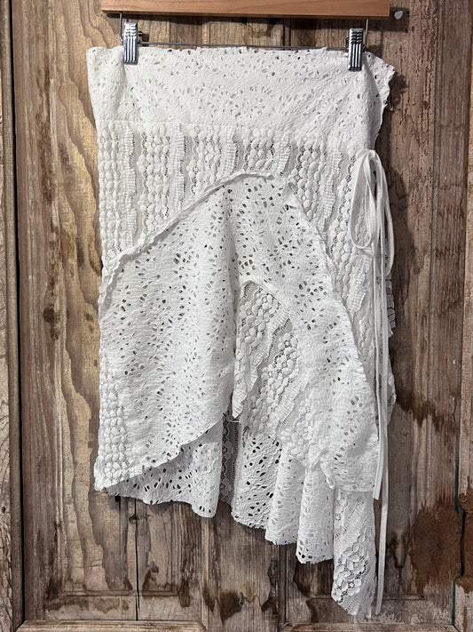 White Lace Side Tie Skirt