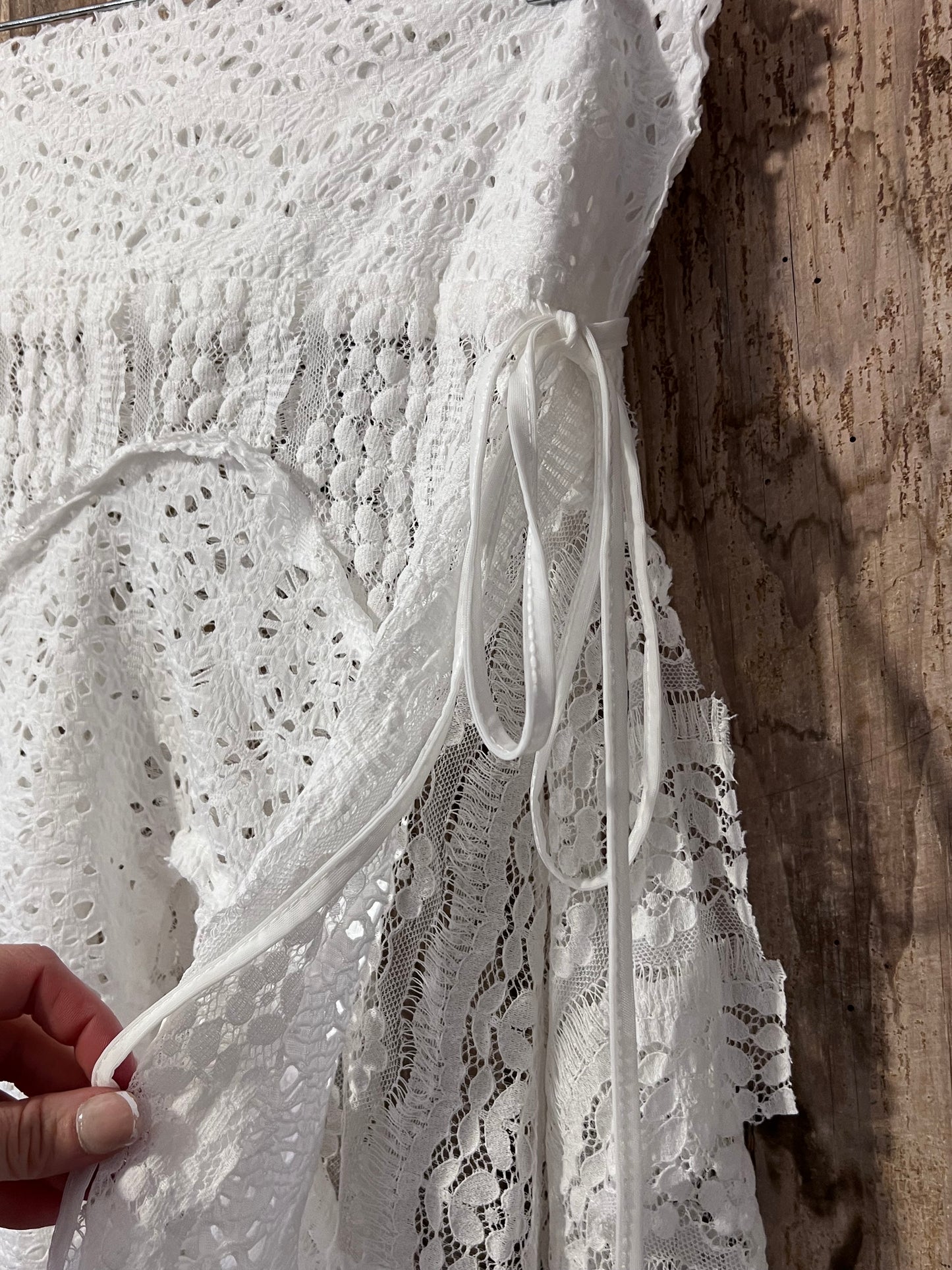 White Lace Side Tie Skirt