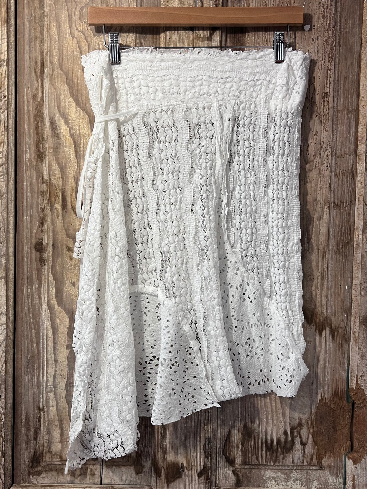 White Lace Side Tie Skirt
