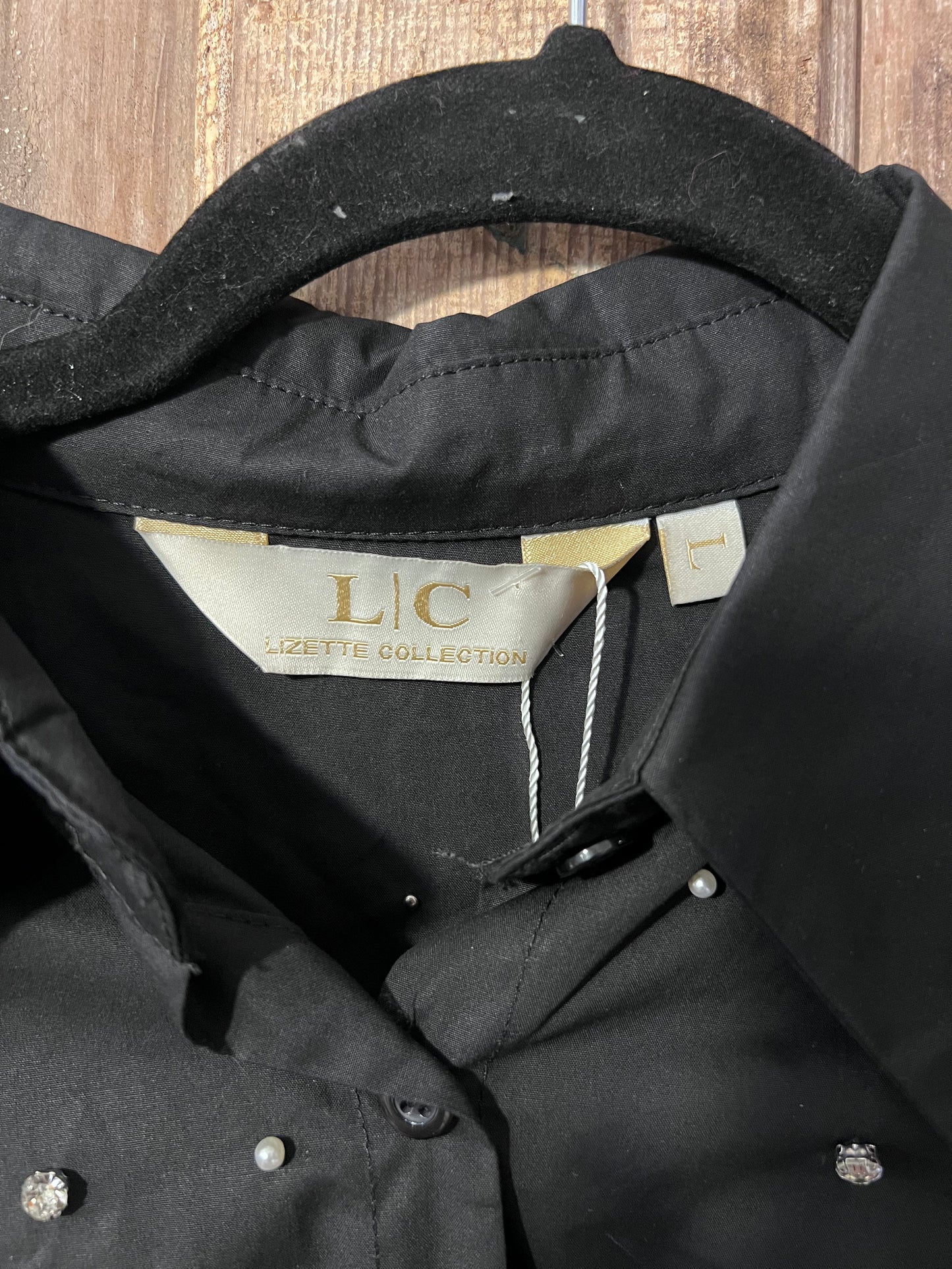 L|C BLK Pearl & Gem Puffy Sleeve Blouse