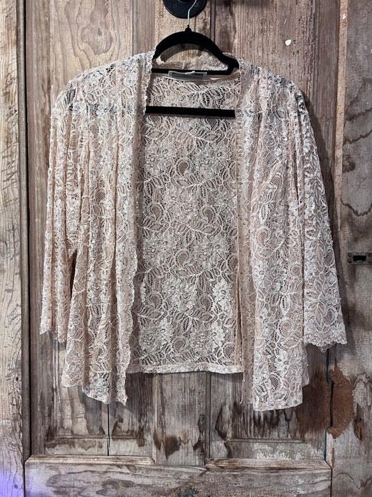 VTG Emma Street Beige Beaded Lace Cardigan