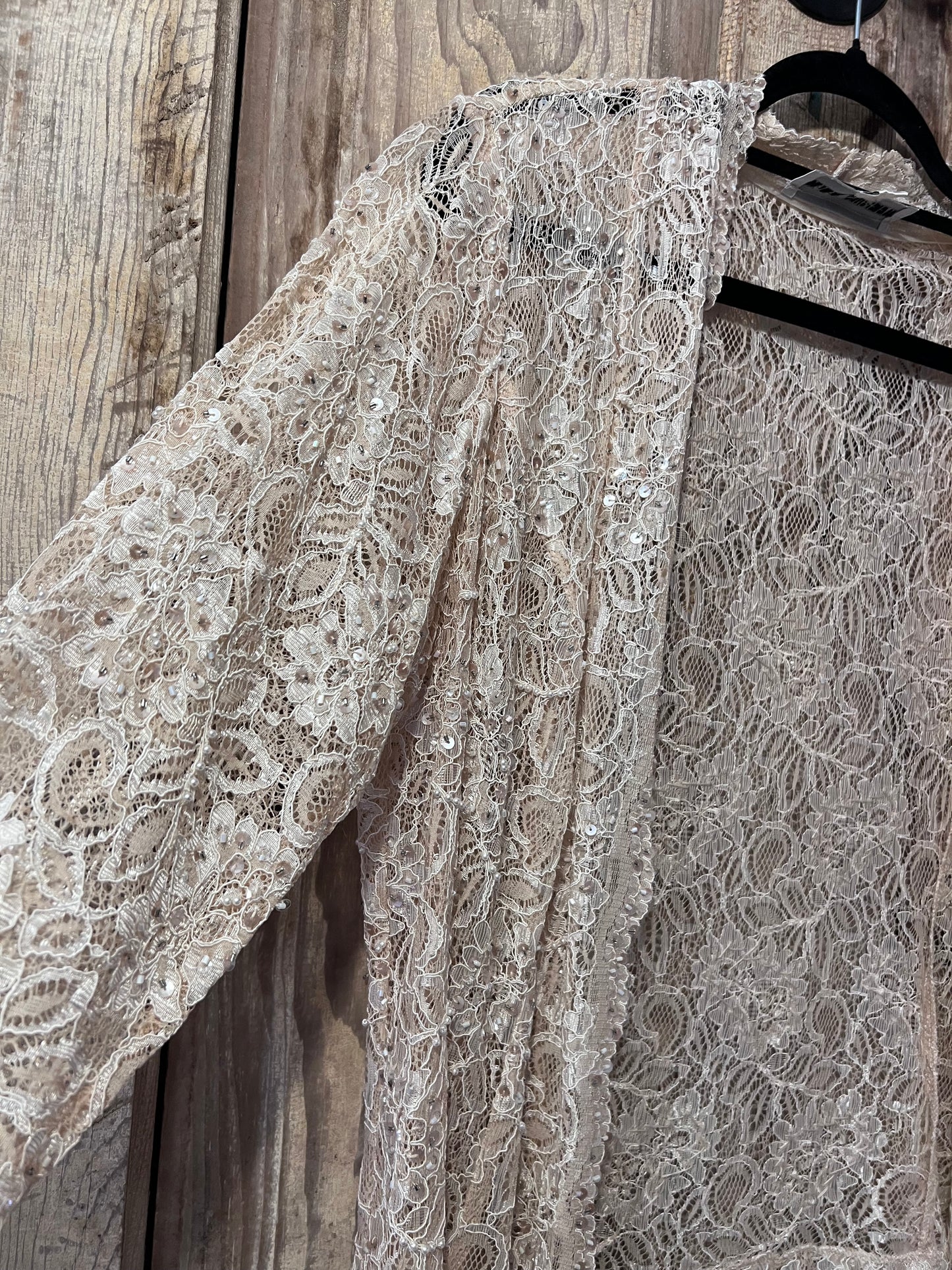 VTG Emma Street Beige Beaded Lace Cardigan