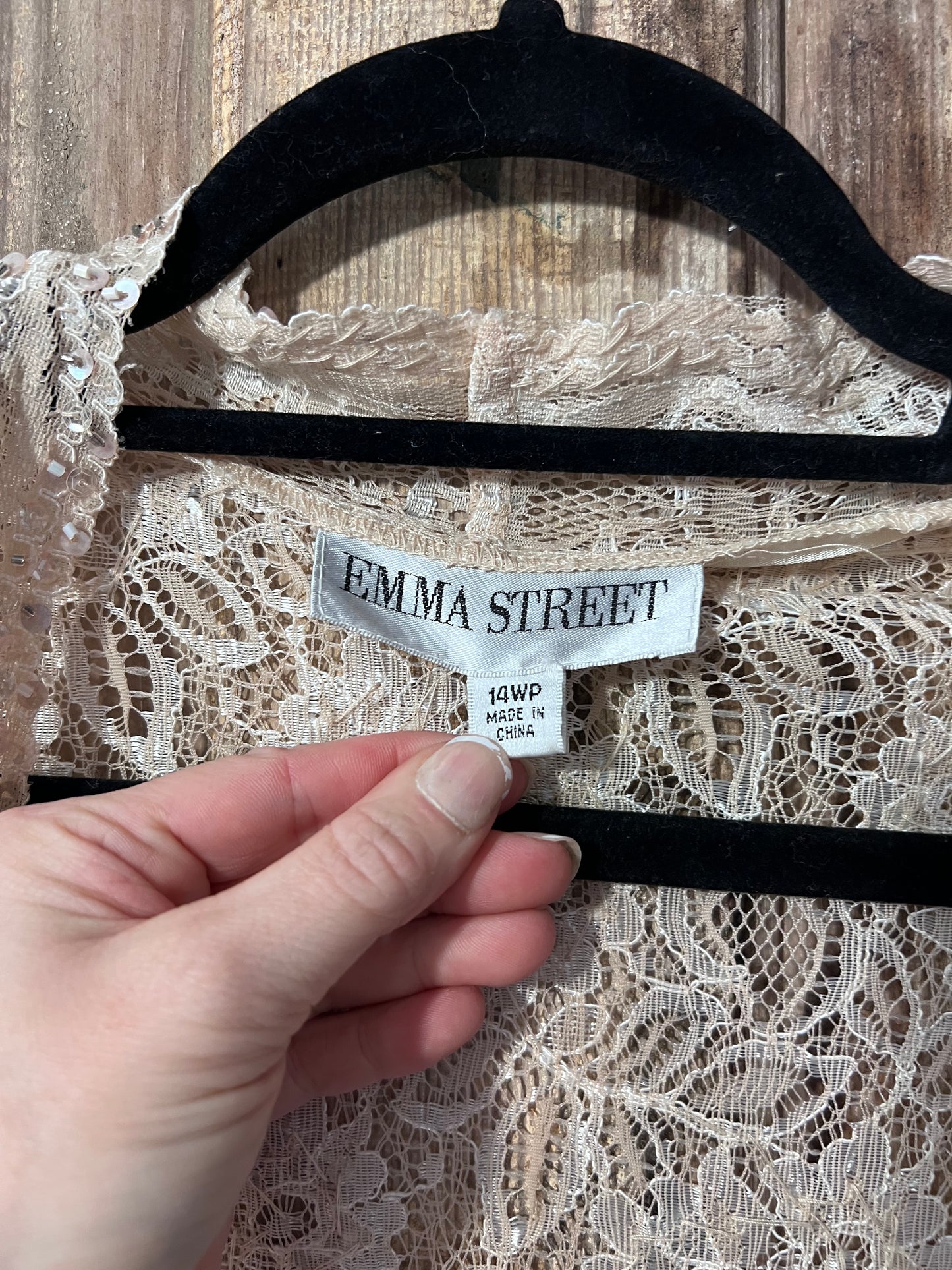 VTG Emma Street Beige Beaded Lace Cardigan
