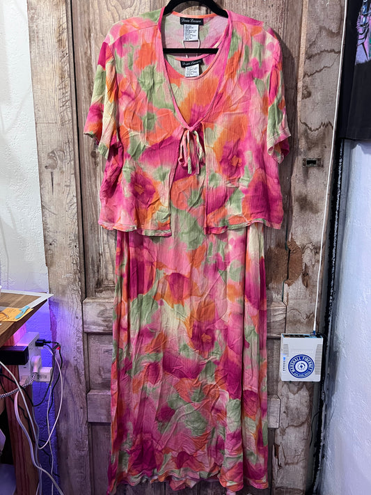 VTG Dena Lauren Two Piece Dress & Cover Up Set