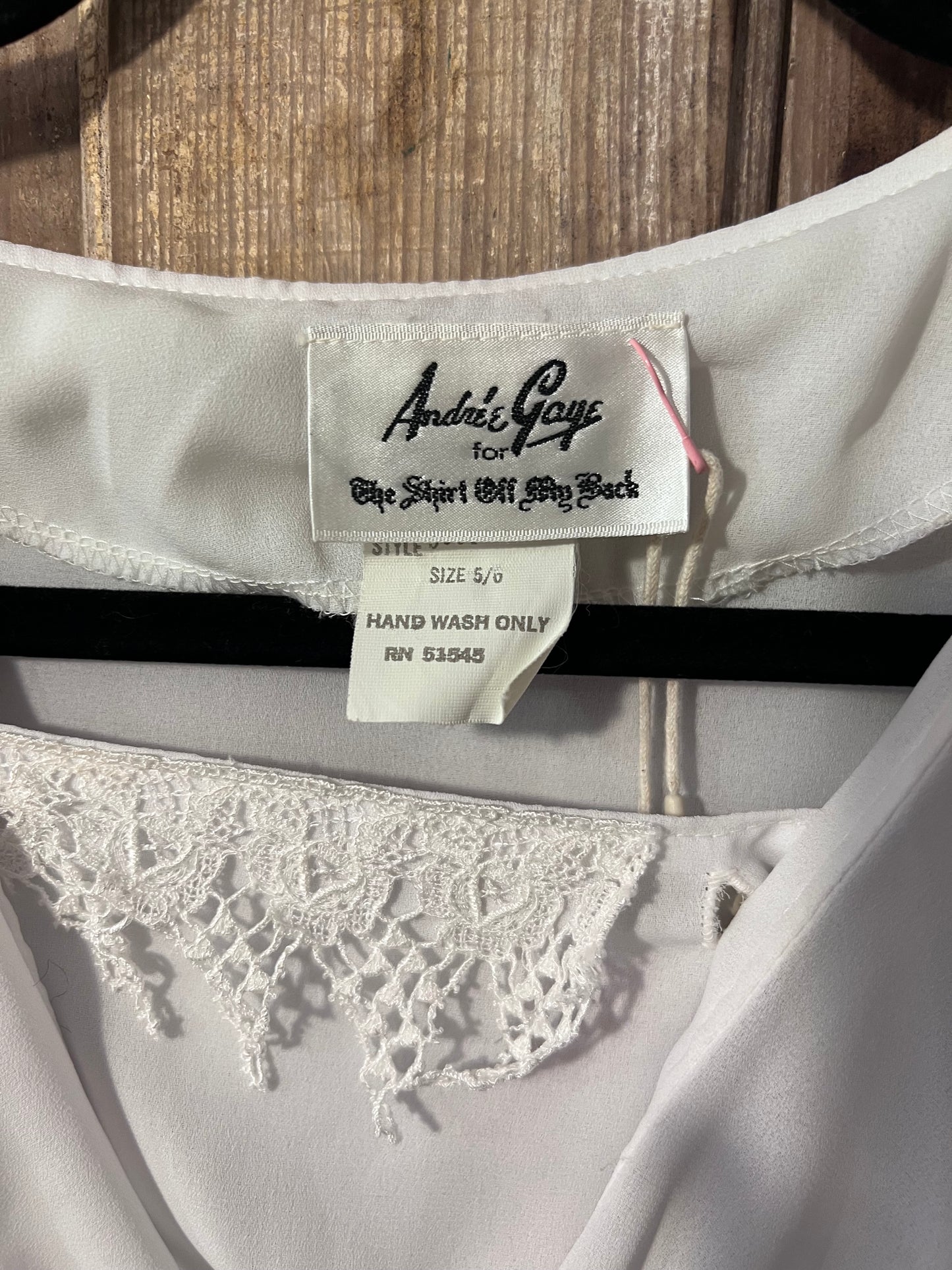 VTG André Gaye White Lace Tie Front Blouse