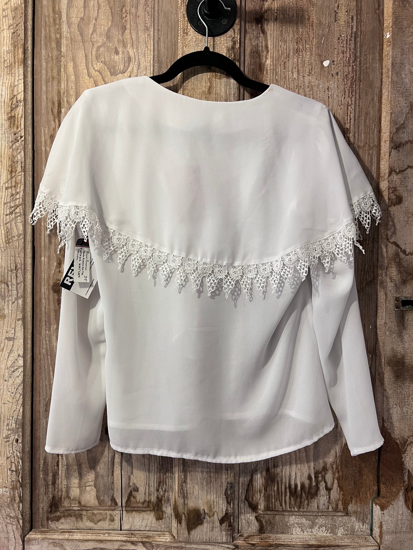 VTG André Gaye White Lace Tie Front Blouse