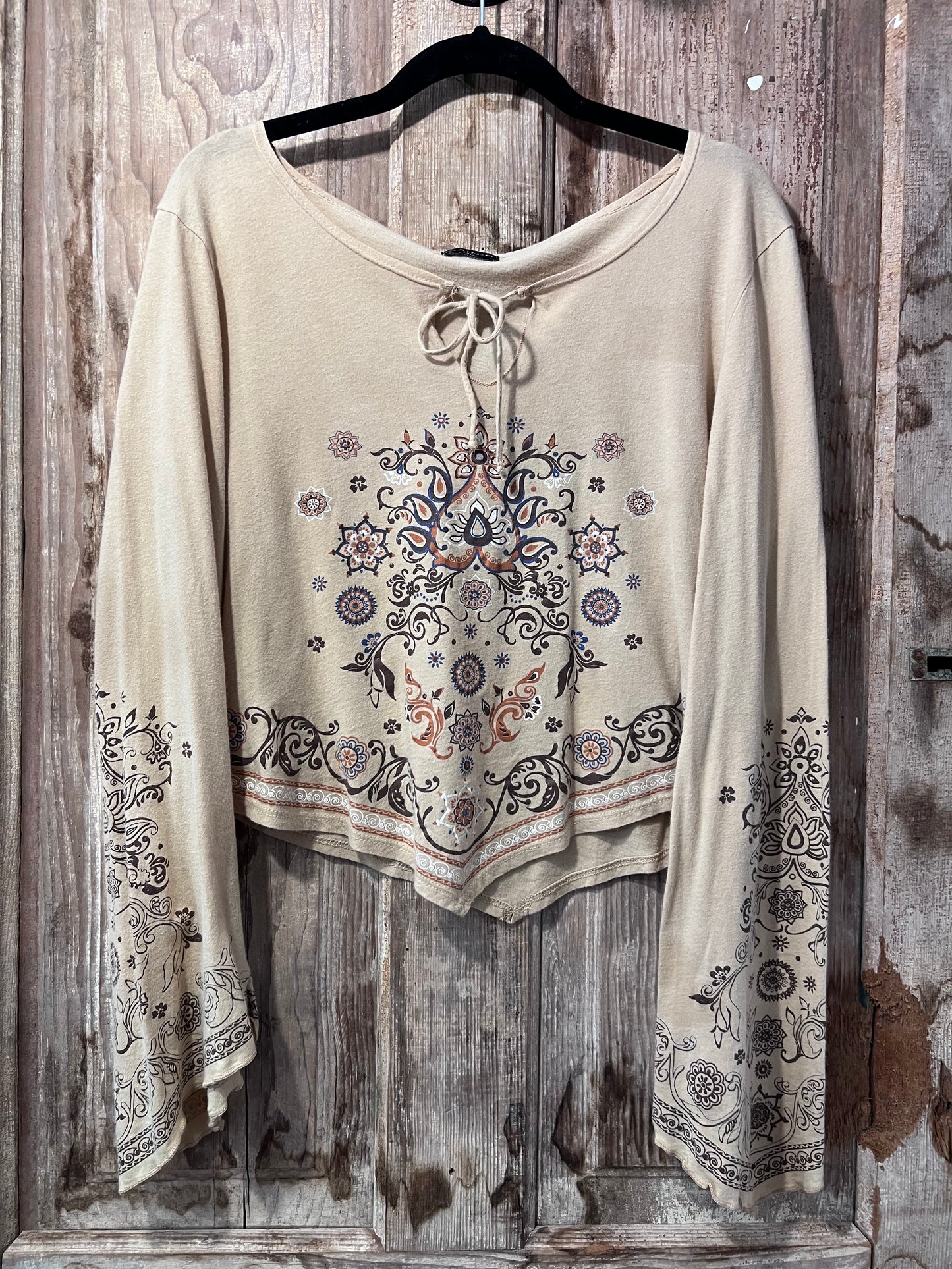Y2K F.A.N.G. Flowy Patterned Front Tie Top