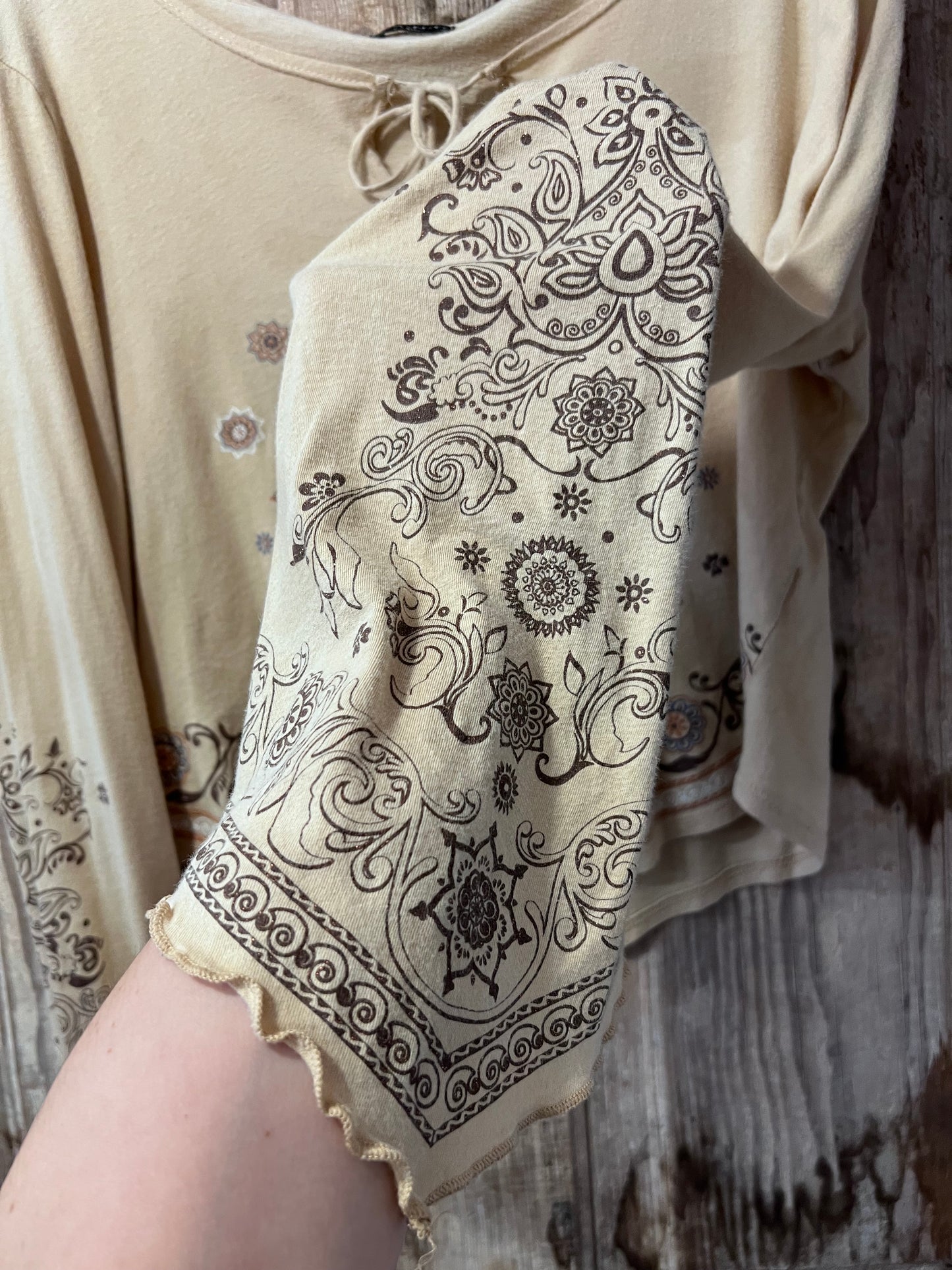 Y2K F.A.N.G. Flowy Patterned Front Tie Top