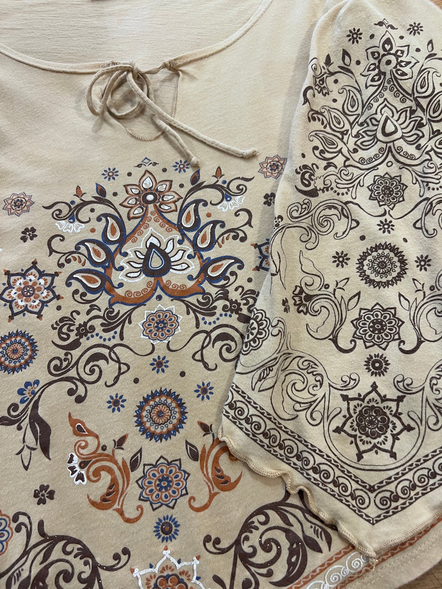 Y2K F.A.N.G. Flowy Patterned Front Tie Top