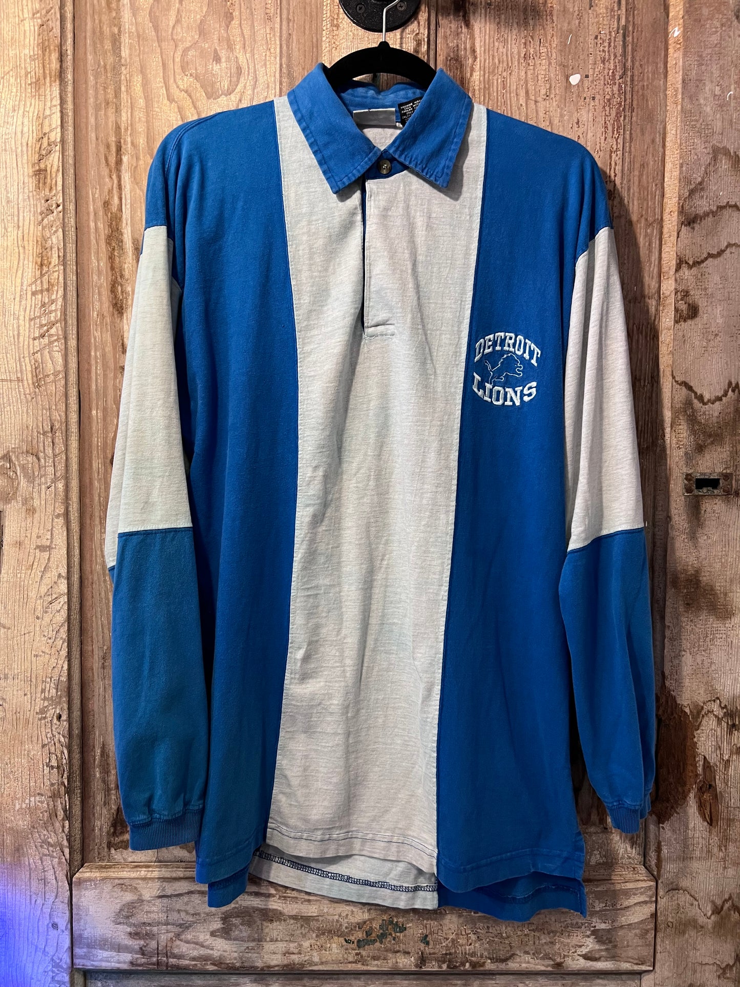 90's Detroit Lions Long Sleeve Henley Shirt