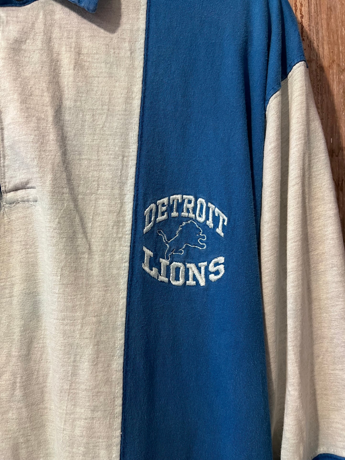 90's Detroit Lions Long Sleeve Henley Shirt