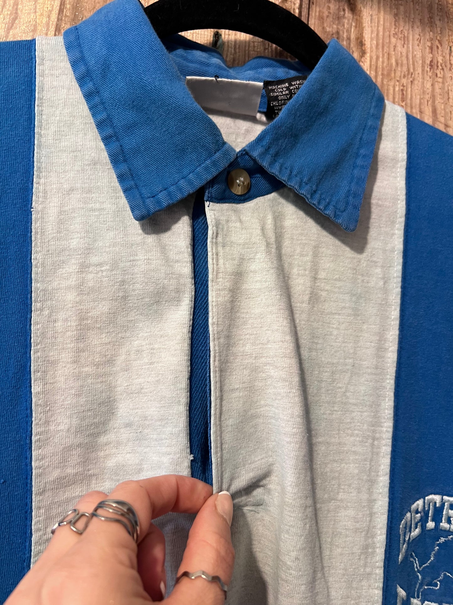 90's Detroit Lions Long Sleeve Henley Shirt