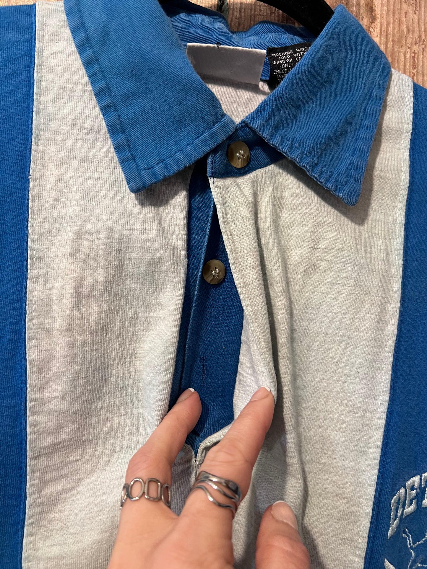 90's Detroit Lions Long Sleeve Henley Shirt
