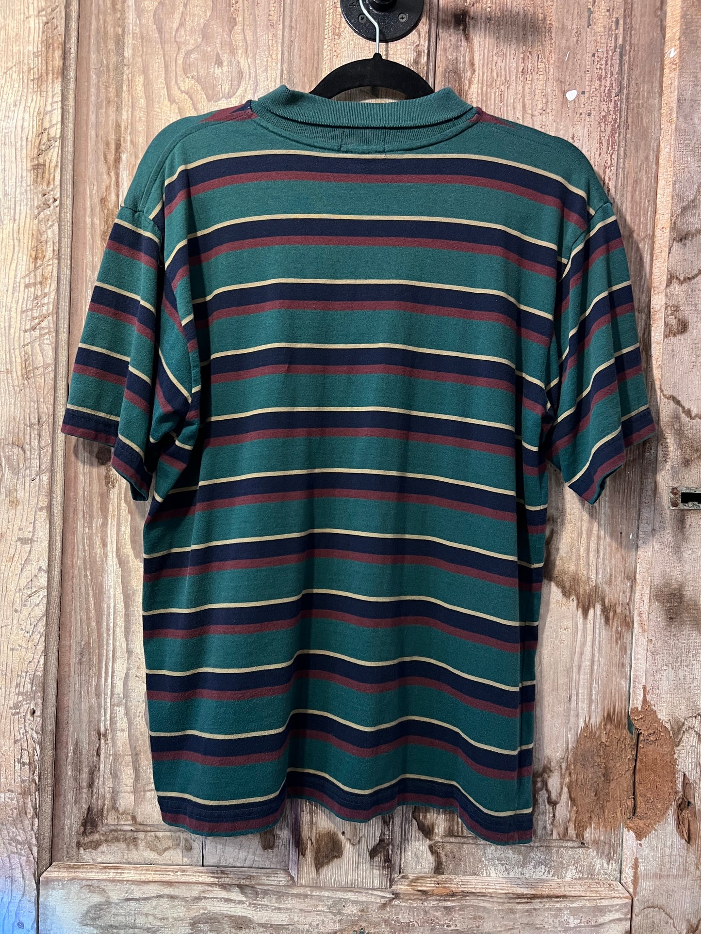 Y2K Honors Green Striped Polo Shirt