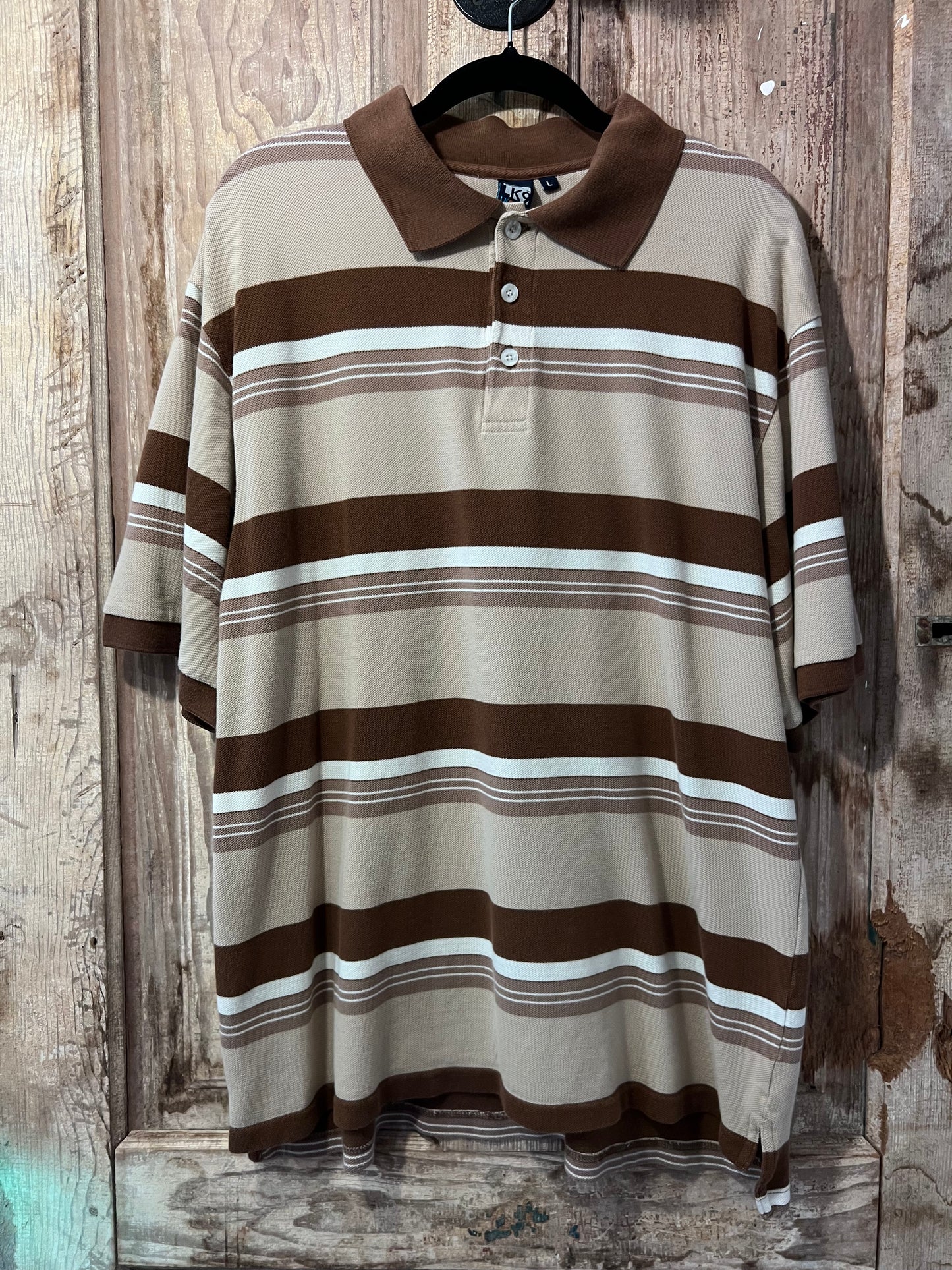 Y2K Brown Striped Polo Shirt