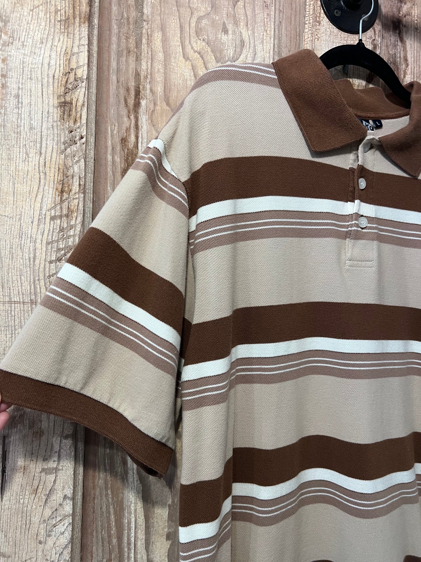 Y2K Brown Striped Polo Shirt