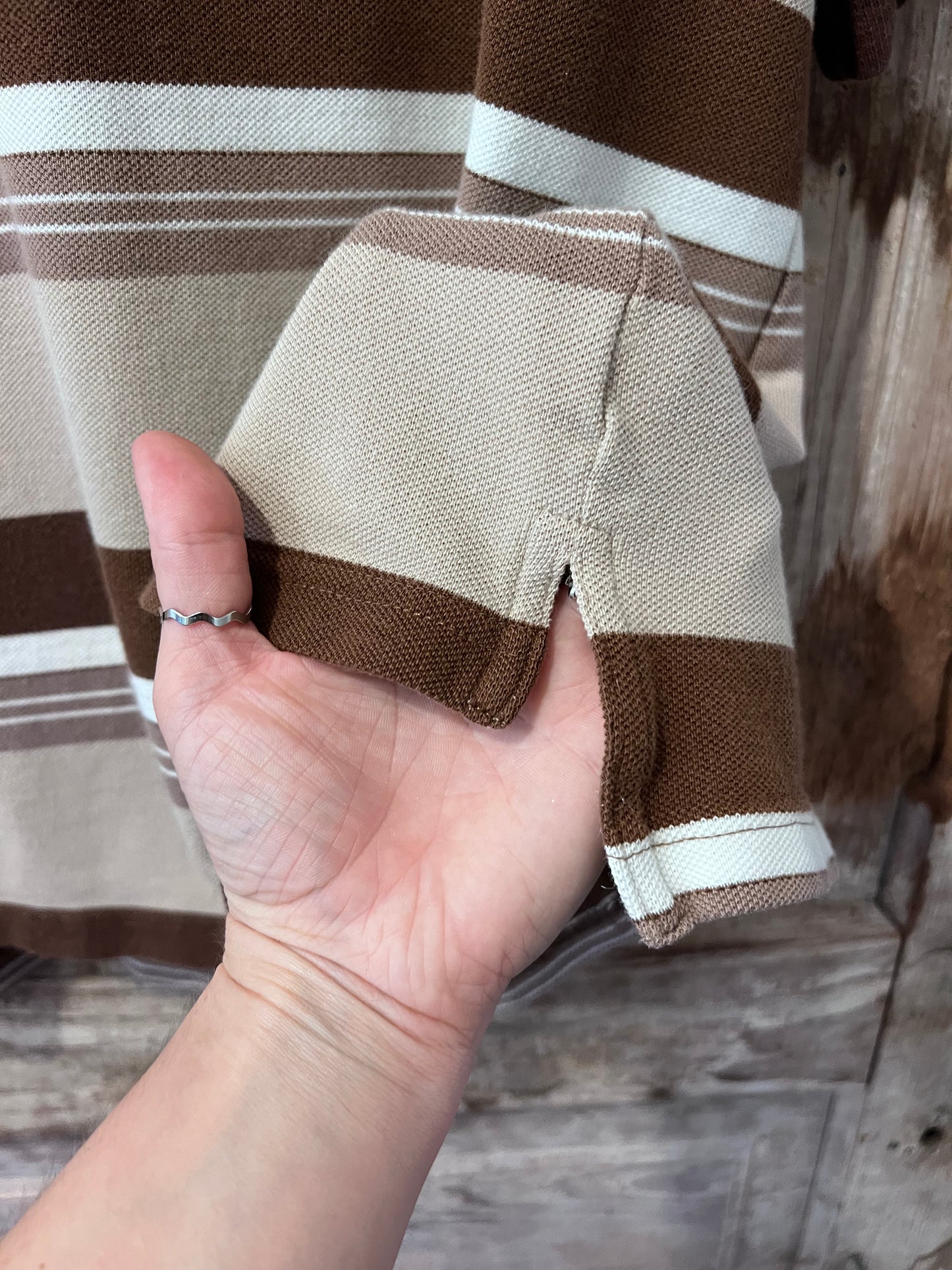 Y2K Brown Striped Polo Shirt