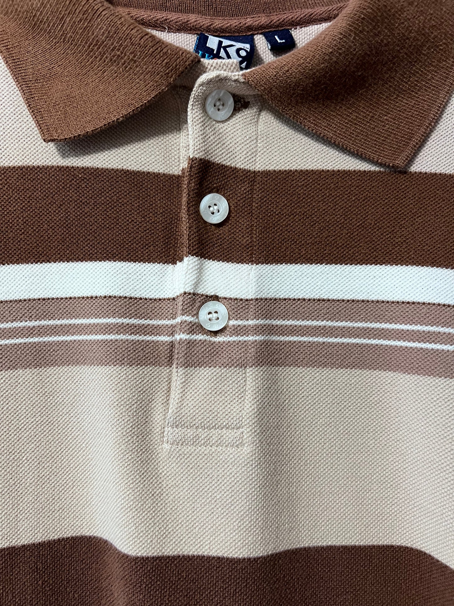 Y2K Brown Striped Polo Shirt
