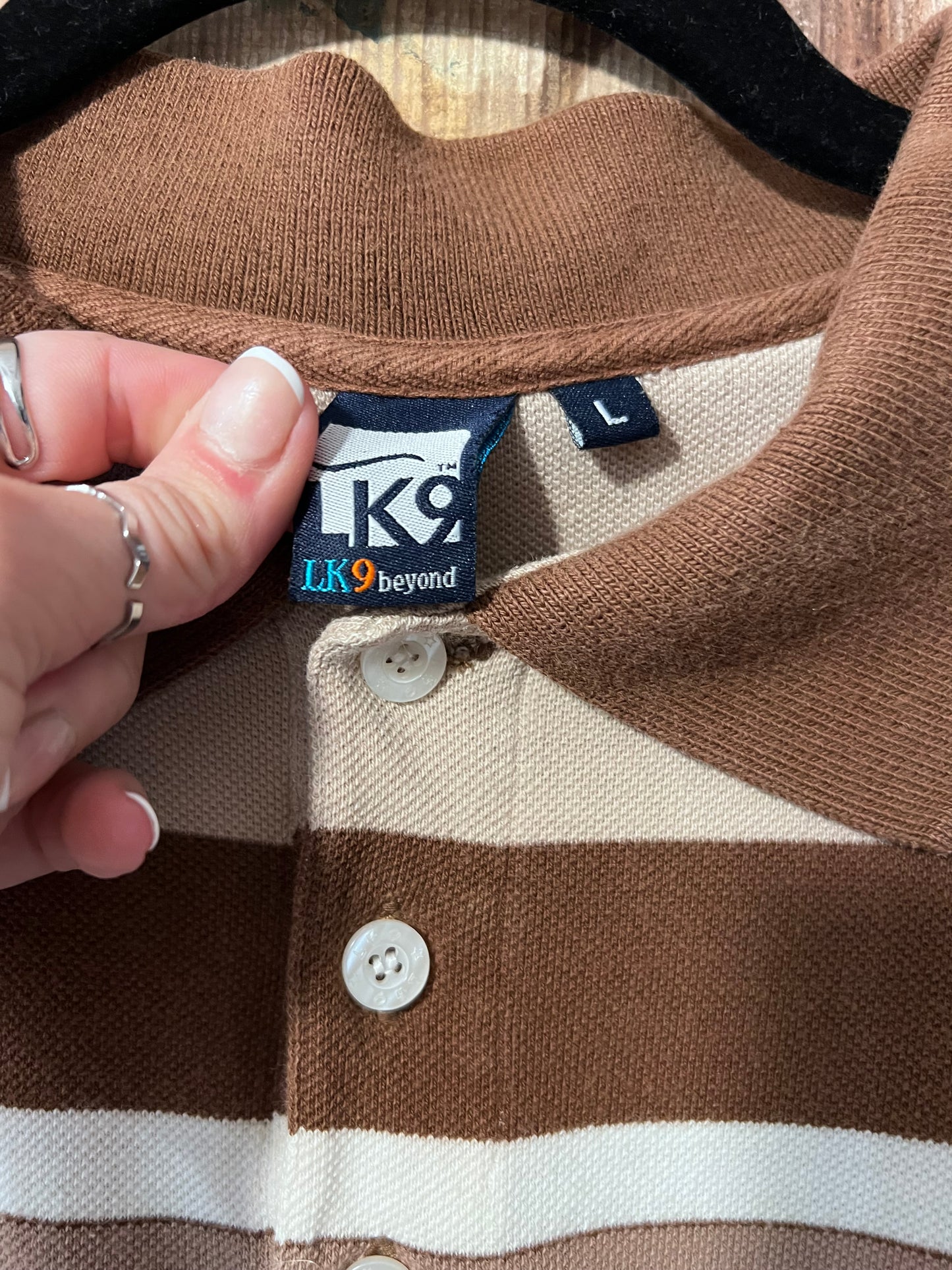 Y2K Brown Striped Polo Shirt
