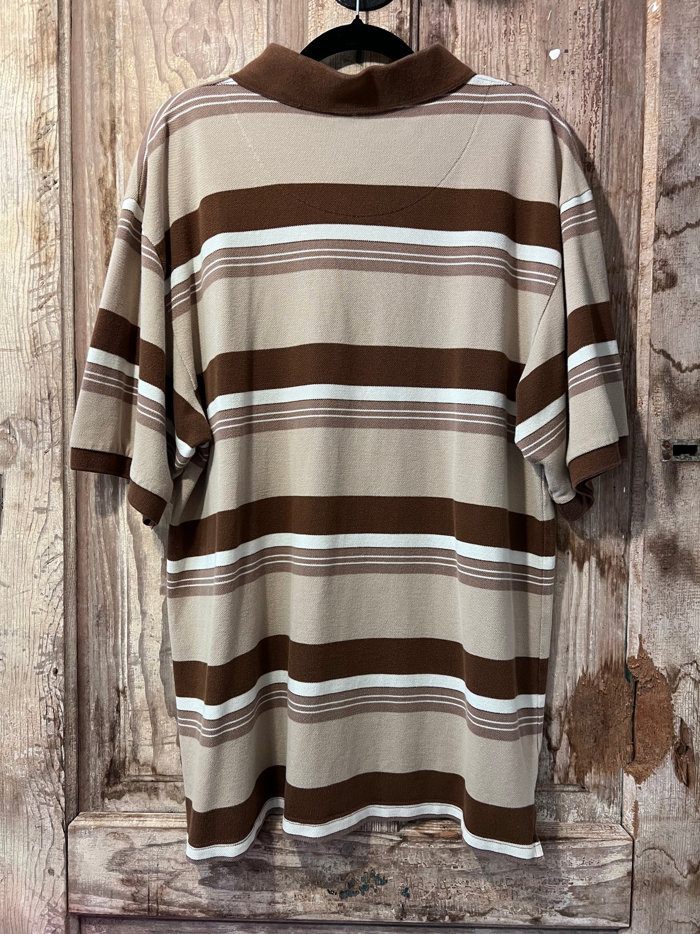 Y2K Brown Striped Polo Shirt