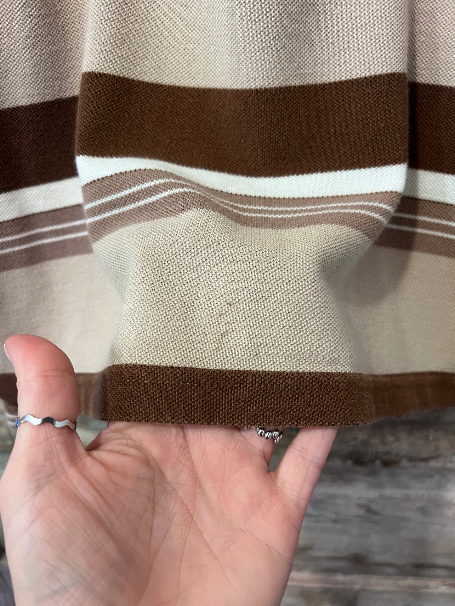 Y2K Brown Striped Polo Shirt