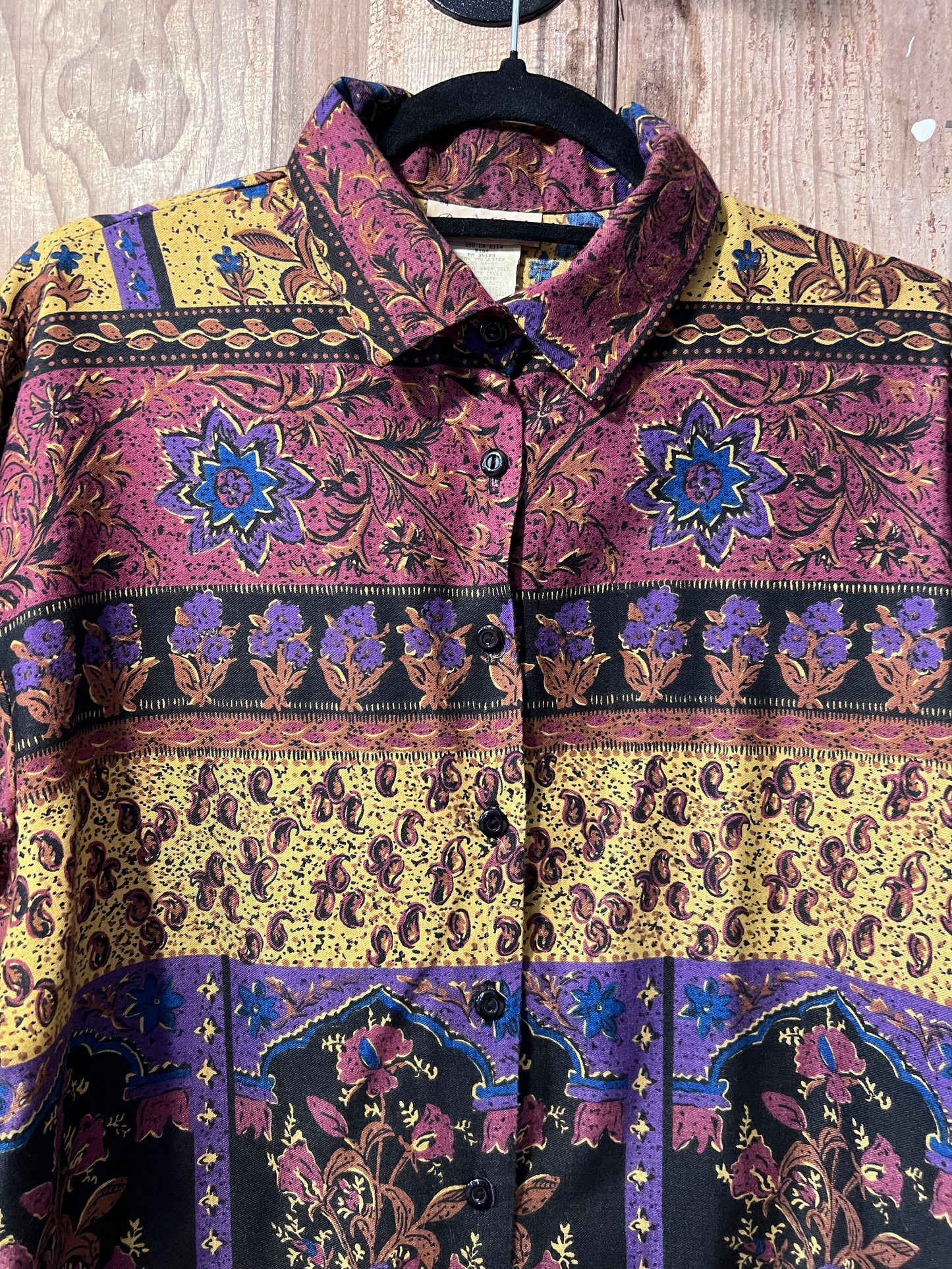 90's Rayon Club Patterned Button Up Shirt
