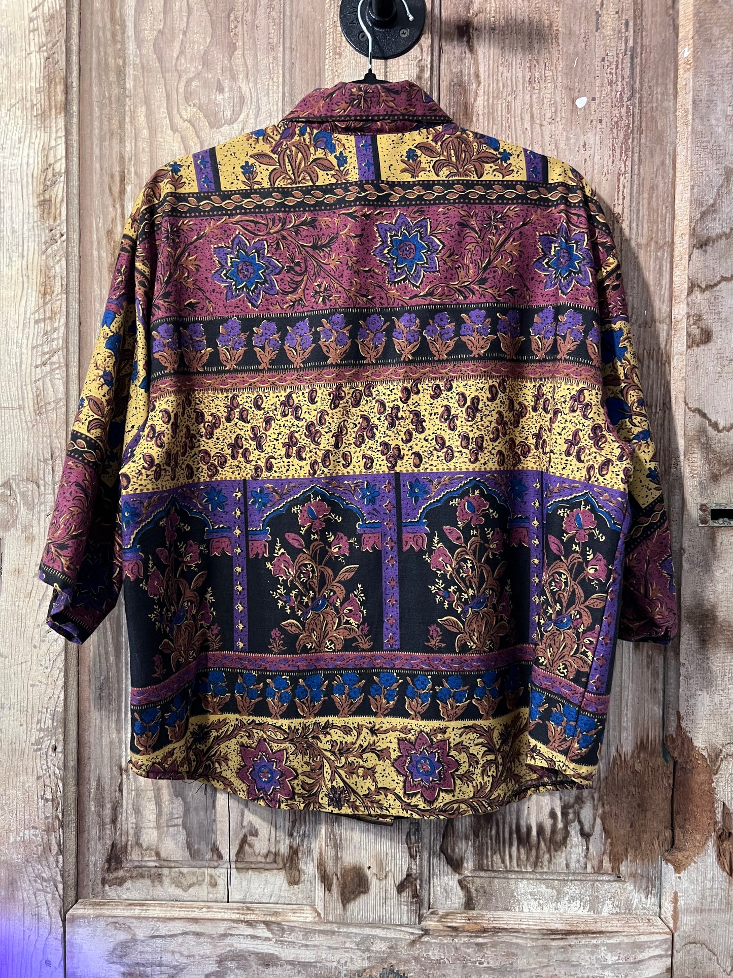 90's Rayon Club Patterned Button Up Shirt