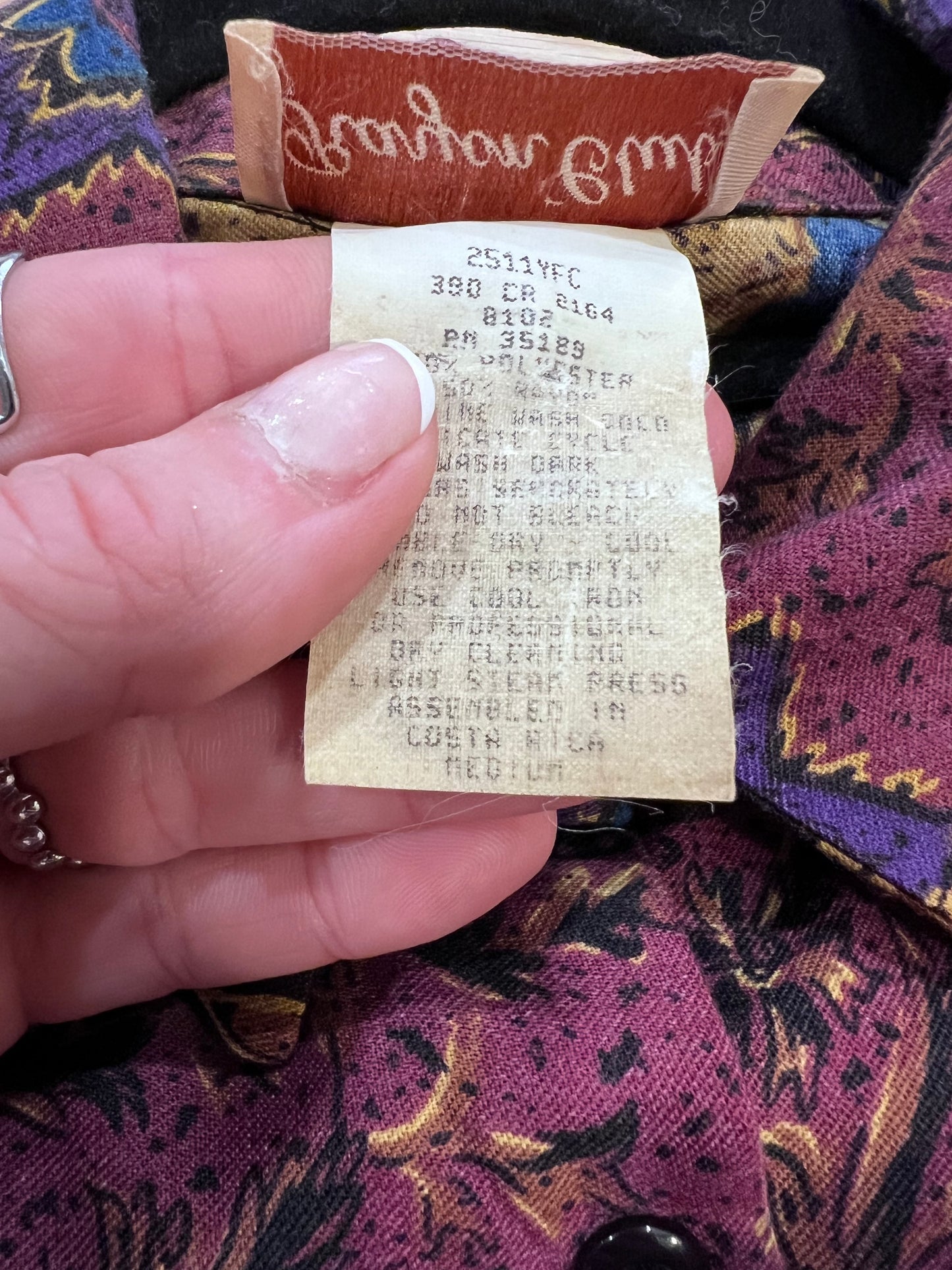 90's Rayon Club Patterned Button Up Shirt