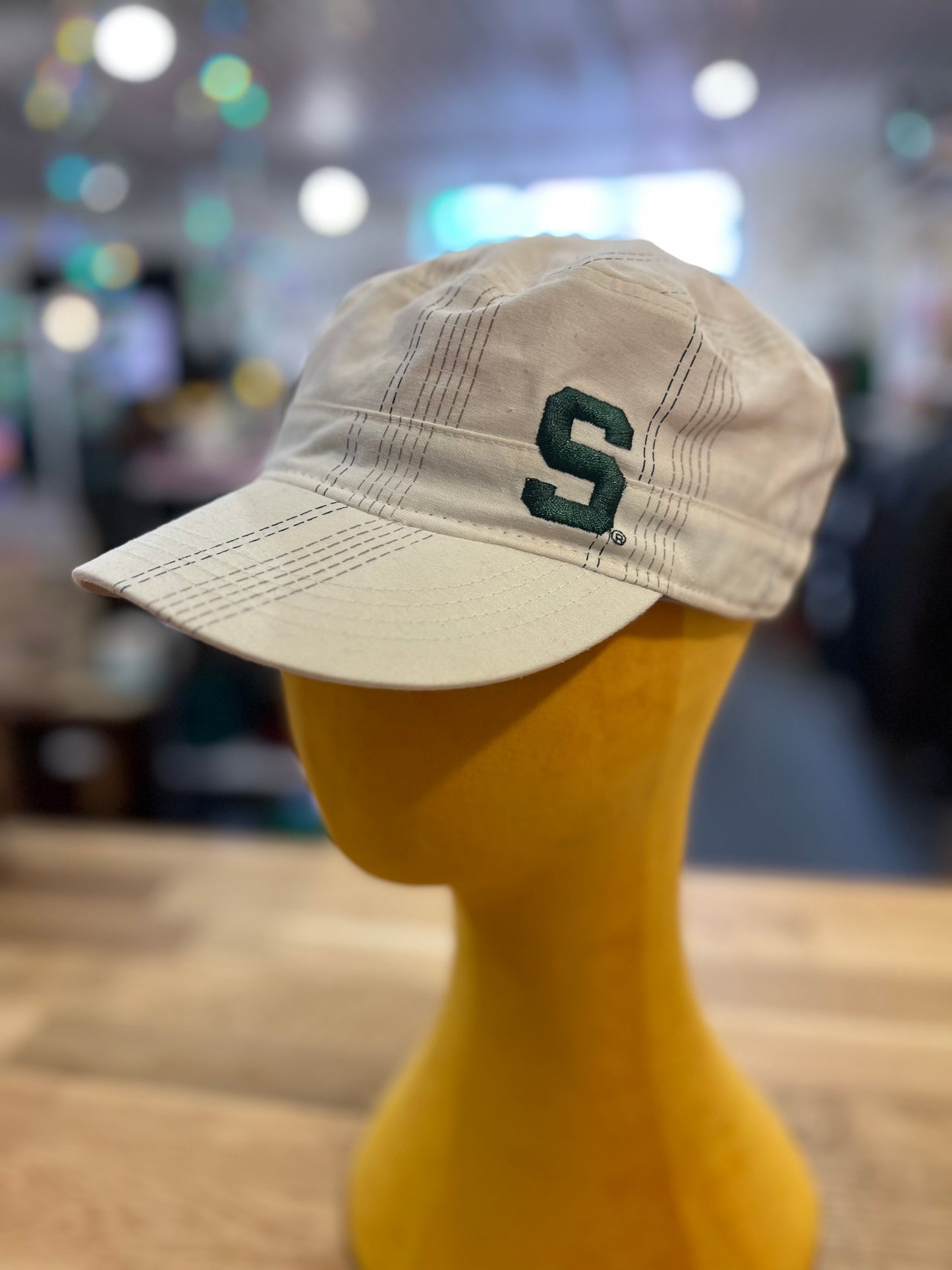 Y2K Striped Michigan State "News Boy" Hat